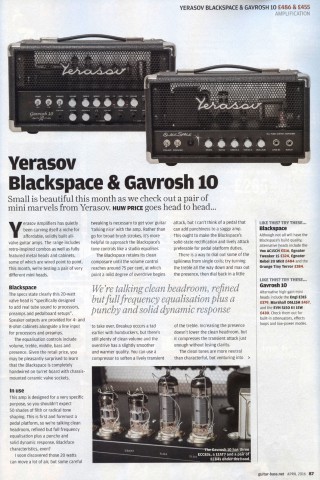 Aнгийский журнала Guitar&Bass о Yerasov Blackspace и Gavrosh 10H